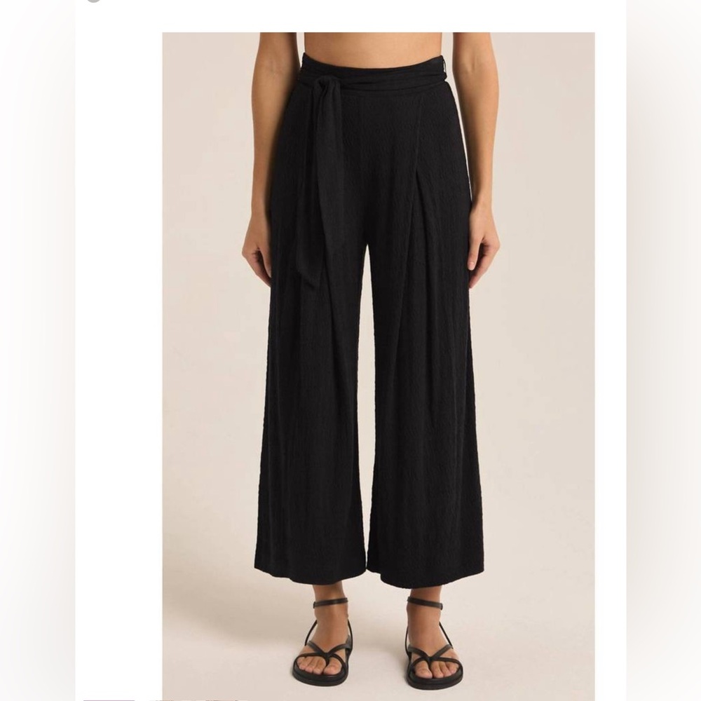 NEW Z SUPPLY women's isla pucker knit pant in black